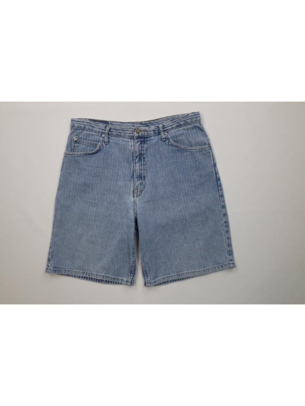 Vintage 90s Streetwear Mens 32 Distressed Striped Above Knee Denim Jean Shorts
